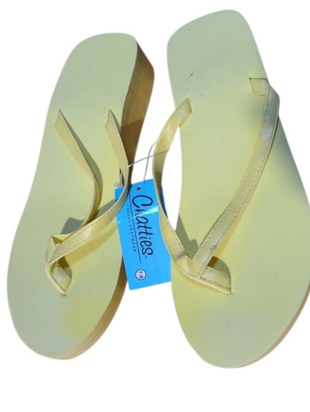 Chatties Yellow with Gold Stripe Platform Flip Flops Sandals Women's